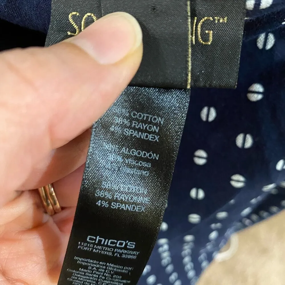 Chico's So Slimming Blue Brigitte Circle Print Pull-On Ankle Pants Sz 02 - Image 8