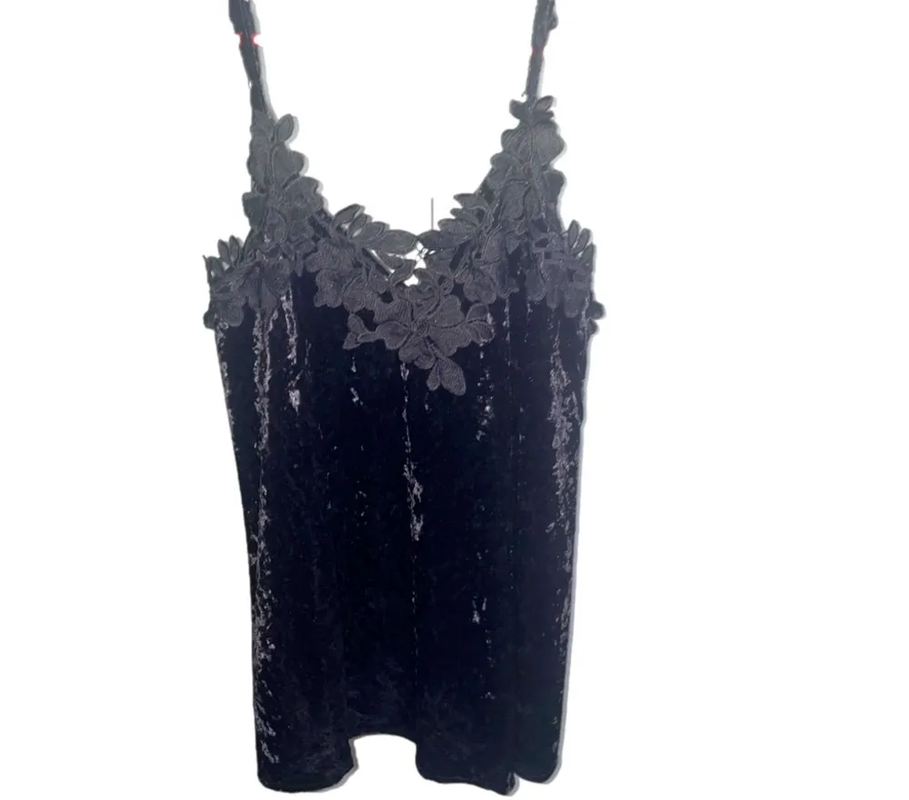 Oddi Cami Top Womens Small Velvet LaceTank Crochet Fairy Grunge Whimsigoth boho - Image 7