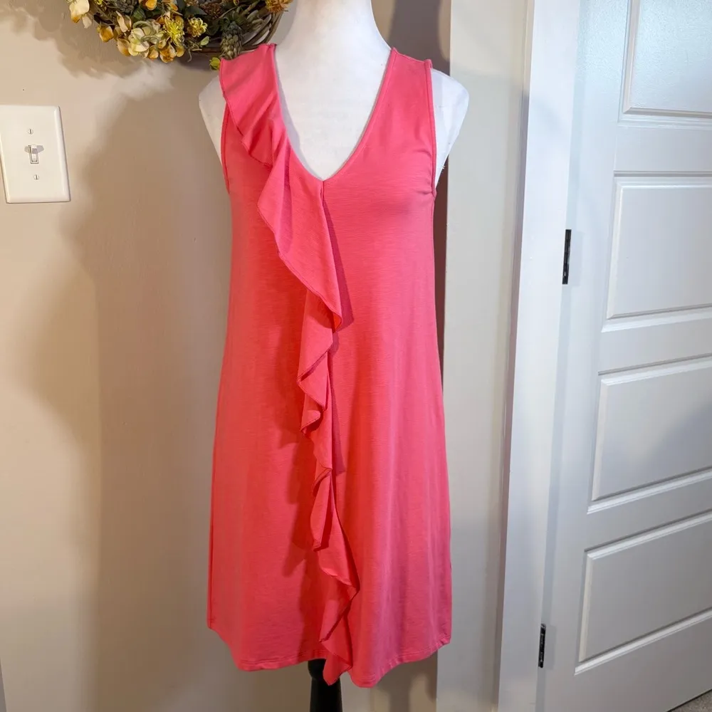 LILLA P Fiesta Ruffle Front Shift Dress in Pink NWT Womens Sz XS🧡 - Image 10