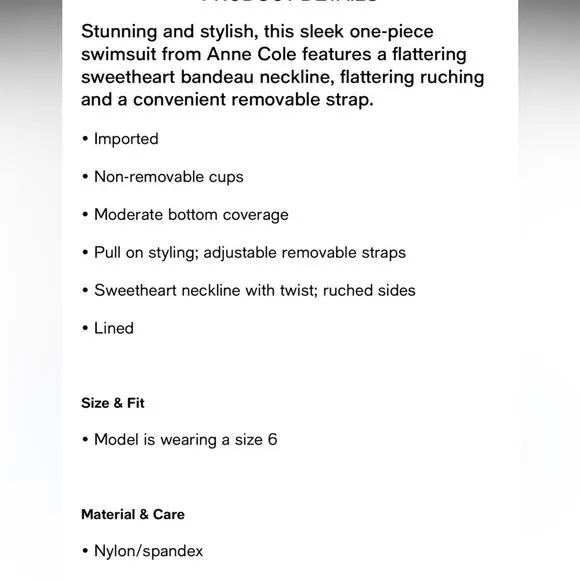 Anne‎ Cole $88 Twist-Front Ruched One-Piece Swimsuit 8 M - Image 3