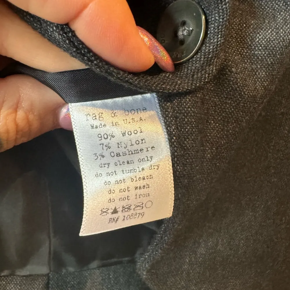 rag & bone wool/cashmere button front blazer size 10 - Image 3