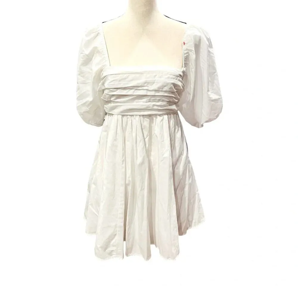 Abercrombie & Fitch Emerson Ruched Puff Sleeve Mini Dress White XSP - Image 10
