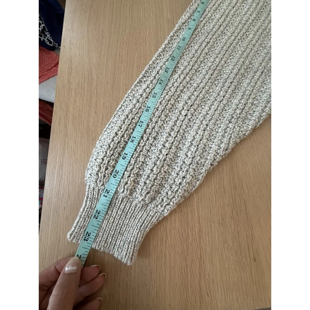 ScottishIsle By Bernett 100% Cotton Cable Knit fisherman Sweater Ivory Large - Image 9