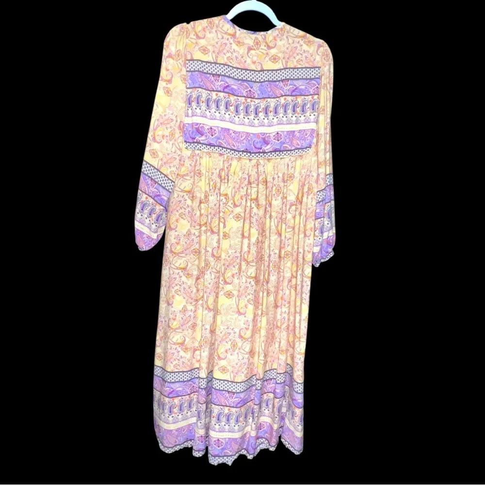 R.Vivimos Floral Bohemian Dress in Yellow and Purple Orange Size M - Image 4