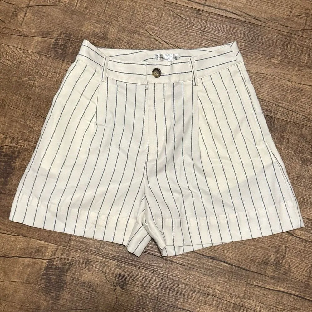 NEW 89th + Madison pinstriped pleated trouser shorts White Size 4 - Image 2
