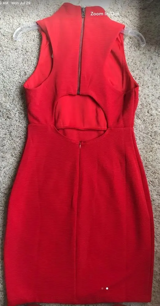 Orange High Neck Body Con Dress - Image 2