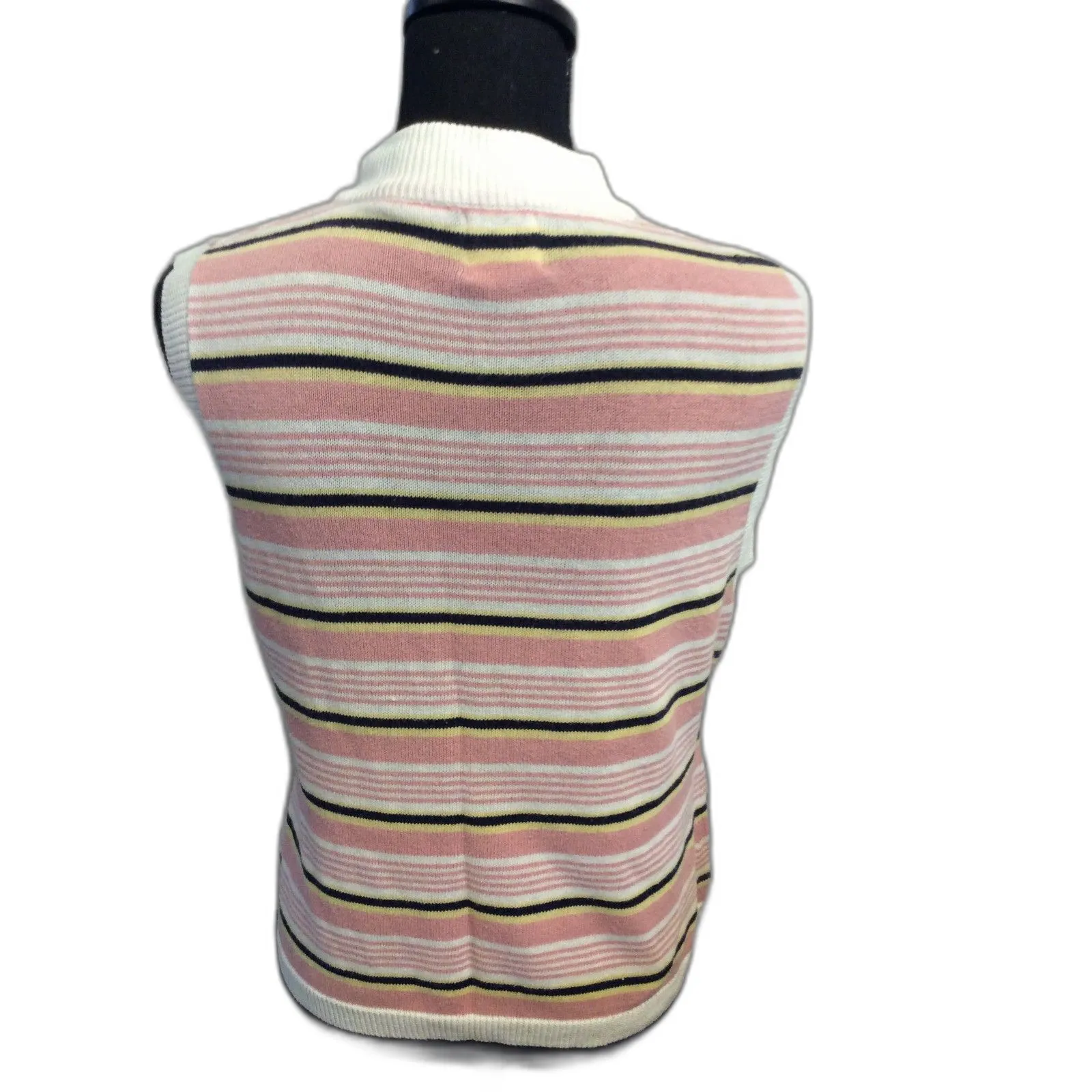 LX Golf Striped sleeveless sweater top Medium M Pink - Image 2
