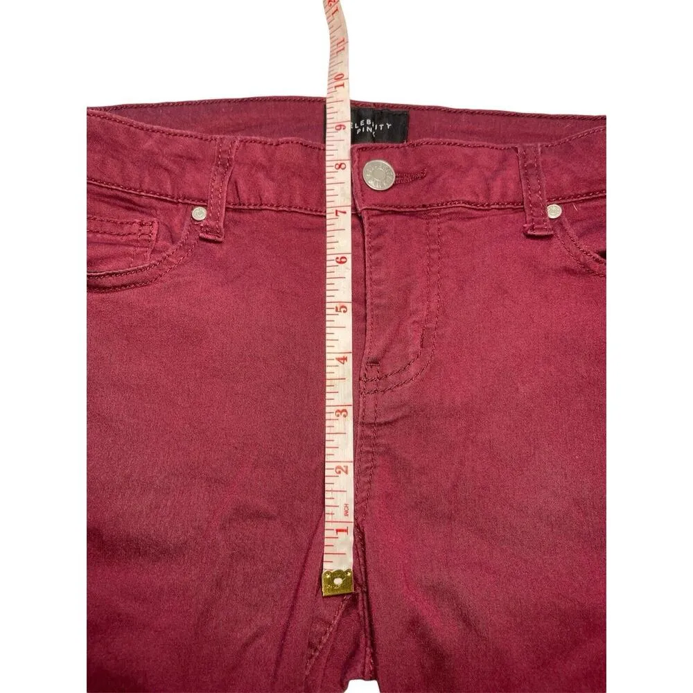 Celebrity Pink Women's Juniors Skinny Jeans Size 7 / 28 Maroon Burgundy Denim - Image 10