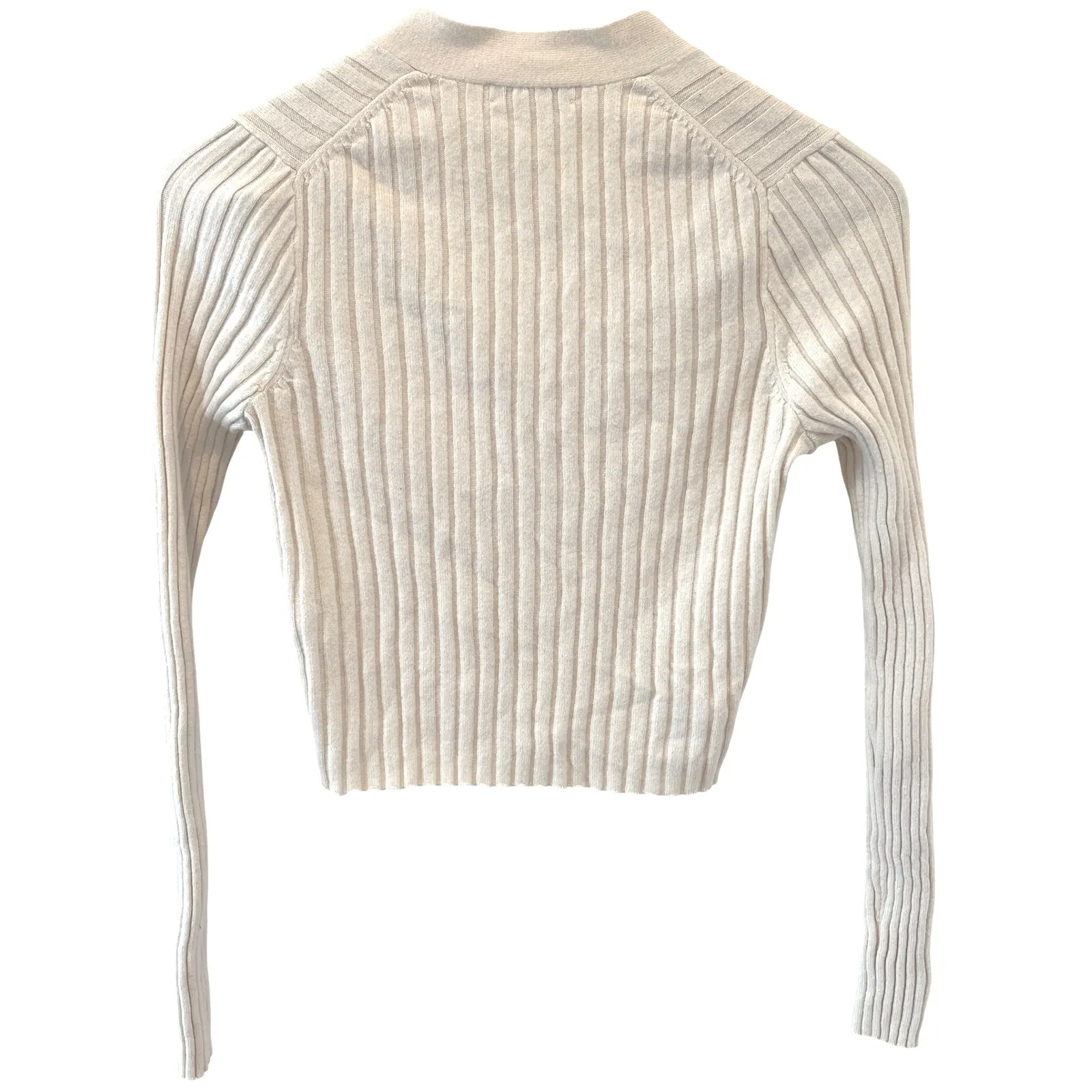Madewell Brenville Crop Cardigan XS Antique‎ Cream Ribbed Sweater 90s Fit EUC - Image 6