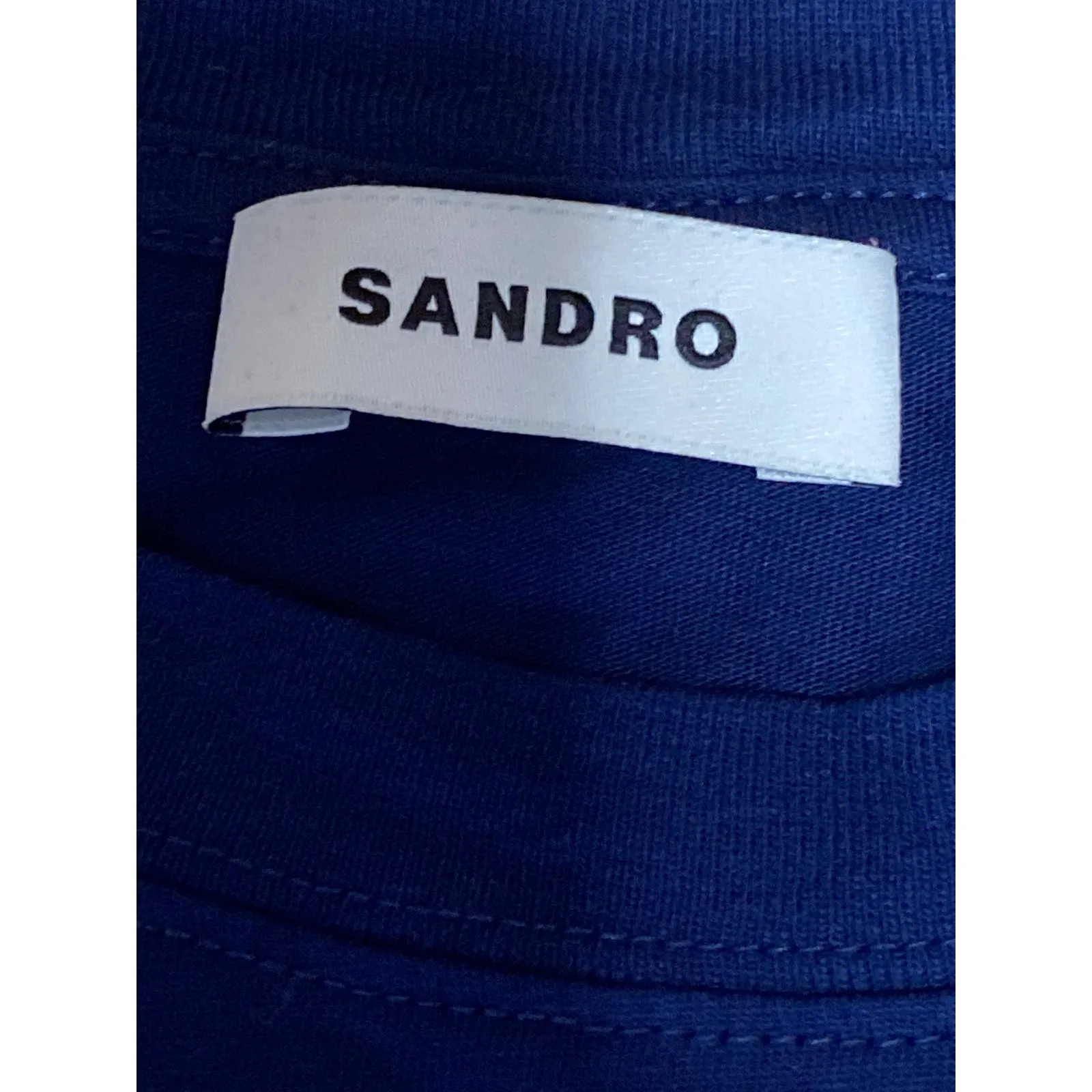 Sandro Womens Blue Embroidered Logo Crew Neck Half Sleeve Crop Tee T-shirt Top M - Image 3