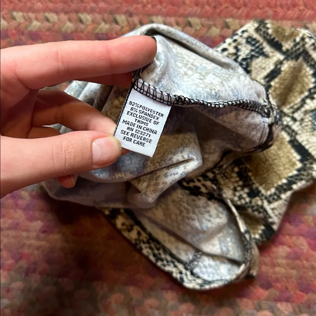 VTG SNAKESKIN HIGH NECK CROP TOP CAMI Brown Size M - Image 4