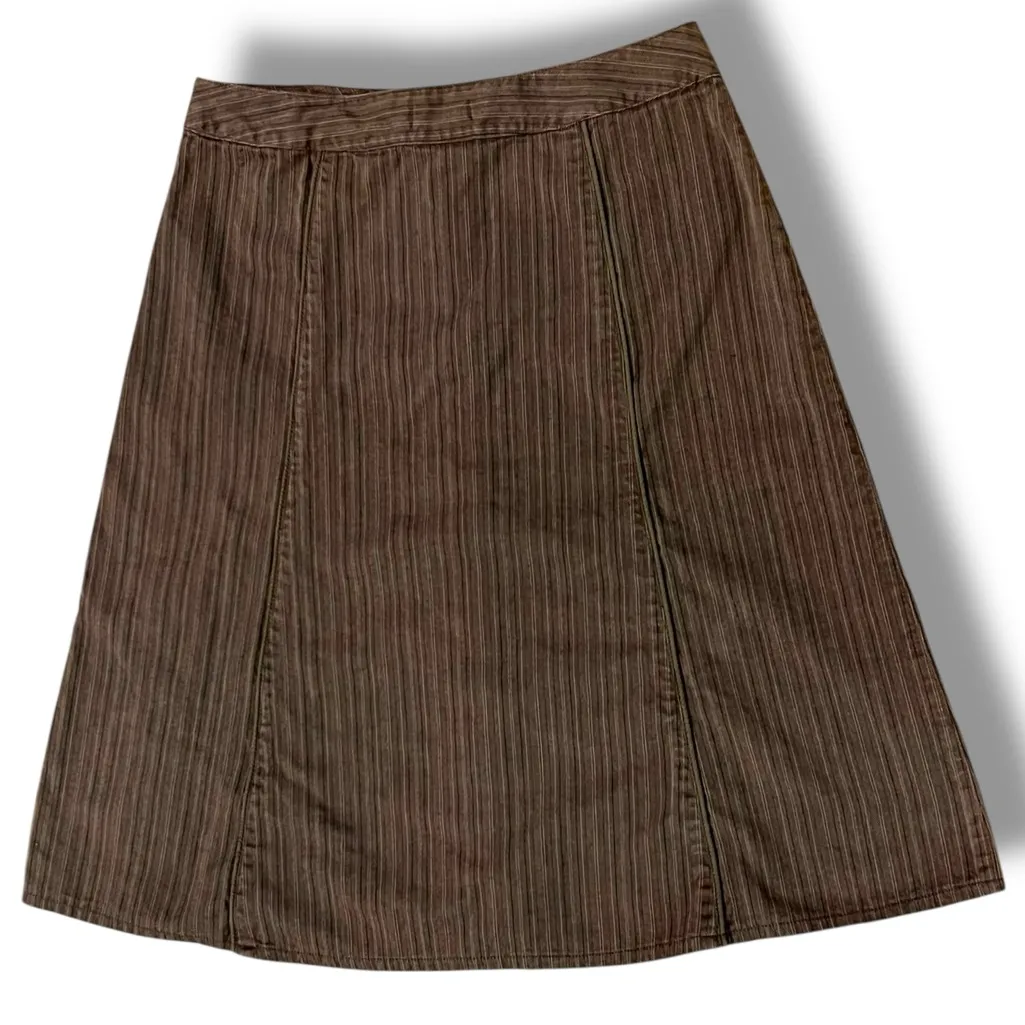 Y2K 90s Territory Ahead Skirt Womens 14 Herringbone Pinstripes Pockets Boho - Image 2