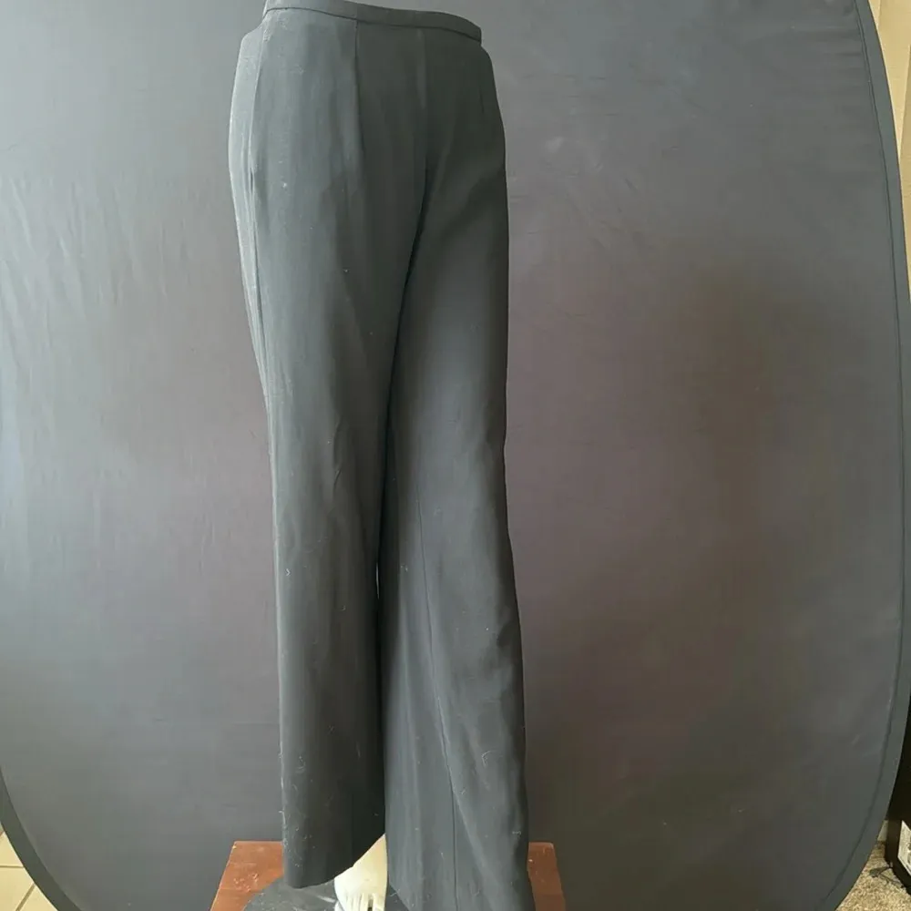 Armani Collezioni sleek 100% wool Trousers size 6 Black Wide Leg side zip - Image 6