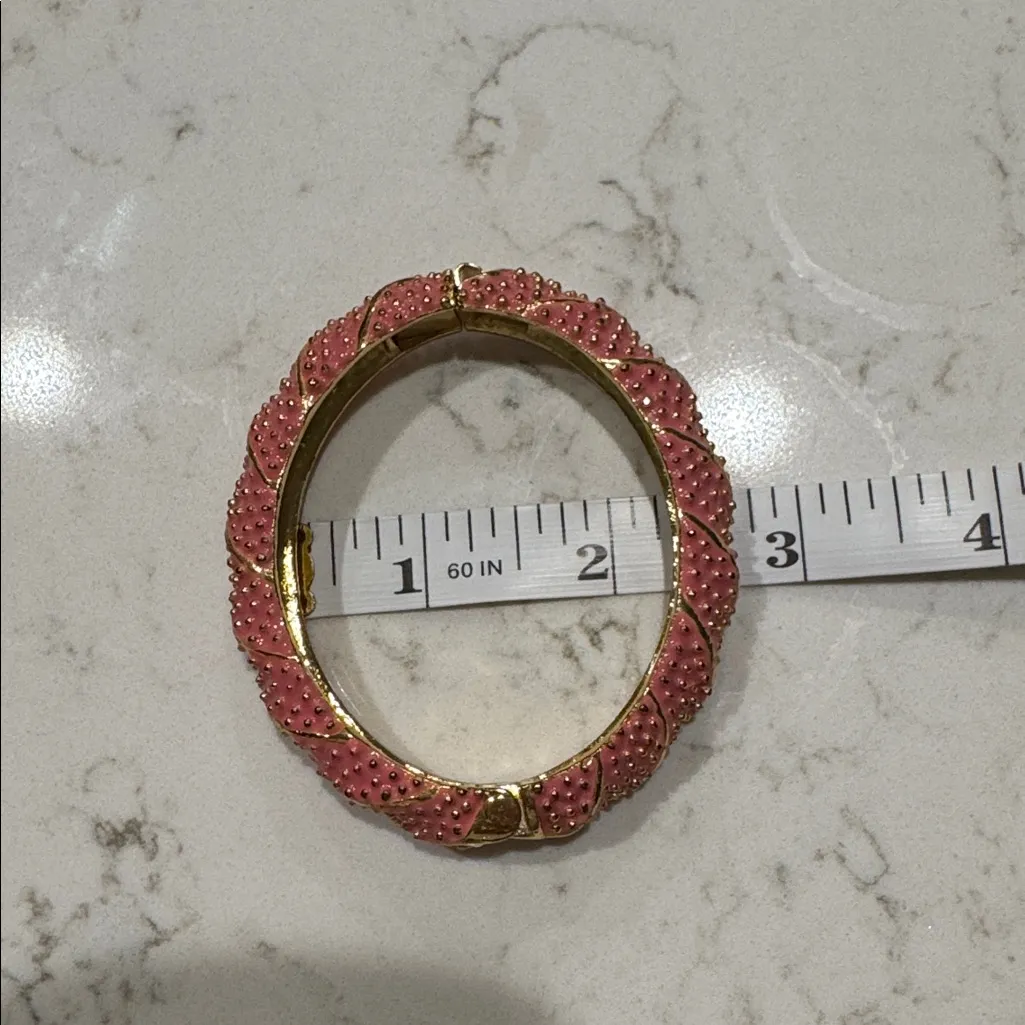 Lilly Pulitzer Pink and Gold Tone Enamel Sea Urchin Bracelet - Image 6