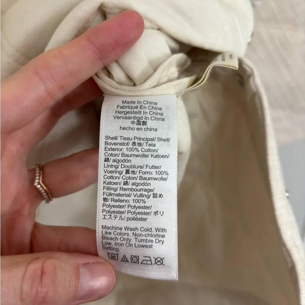 NWT Madewell Quilted Hoodie Popover Jacket in Oatmeal Melange - Size XS - Image 9