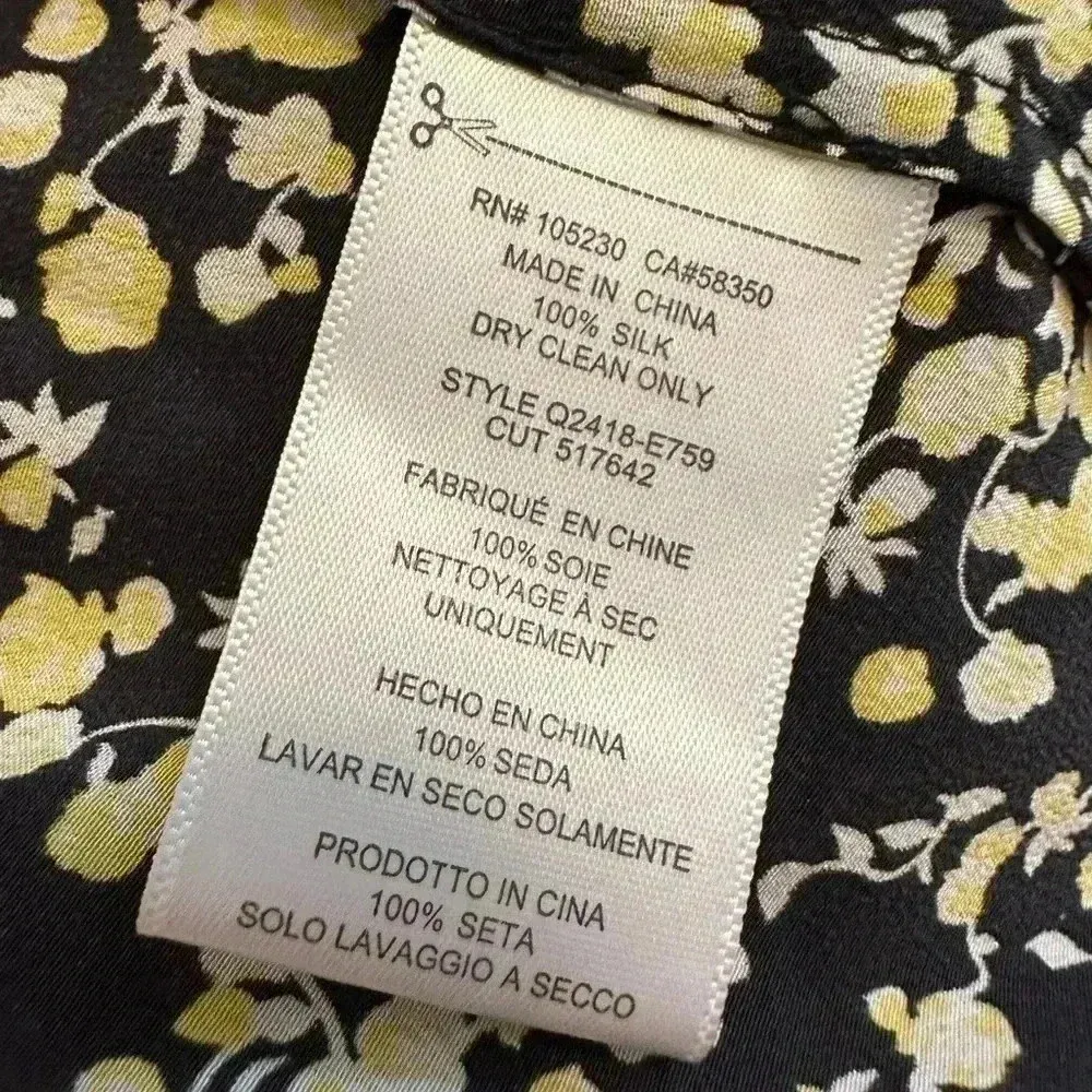 Equipment Femme Sleeveless Black Yellow Floral Print V Neck Silk Dress S - Image 11