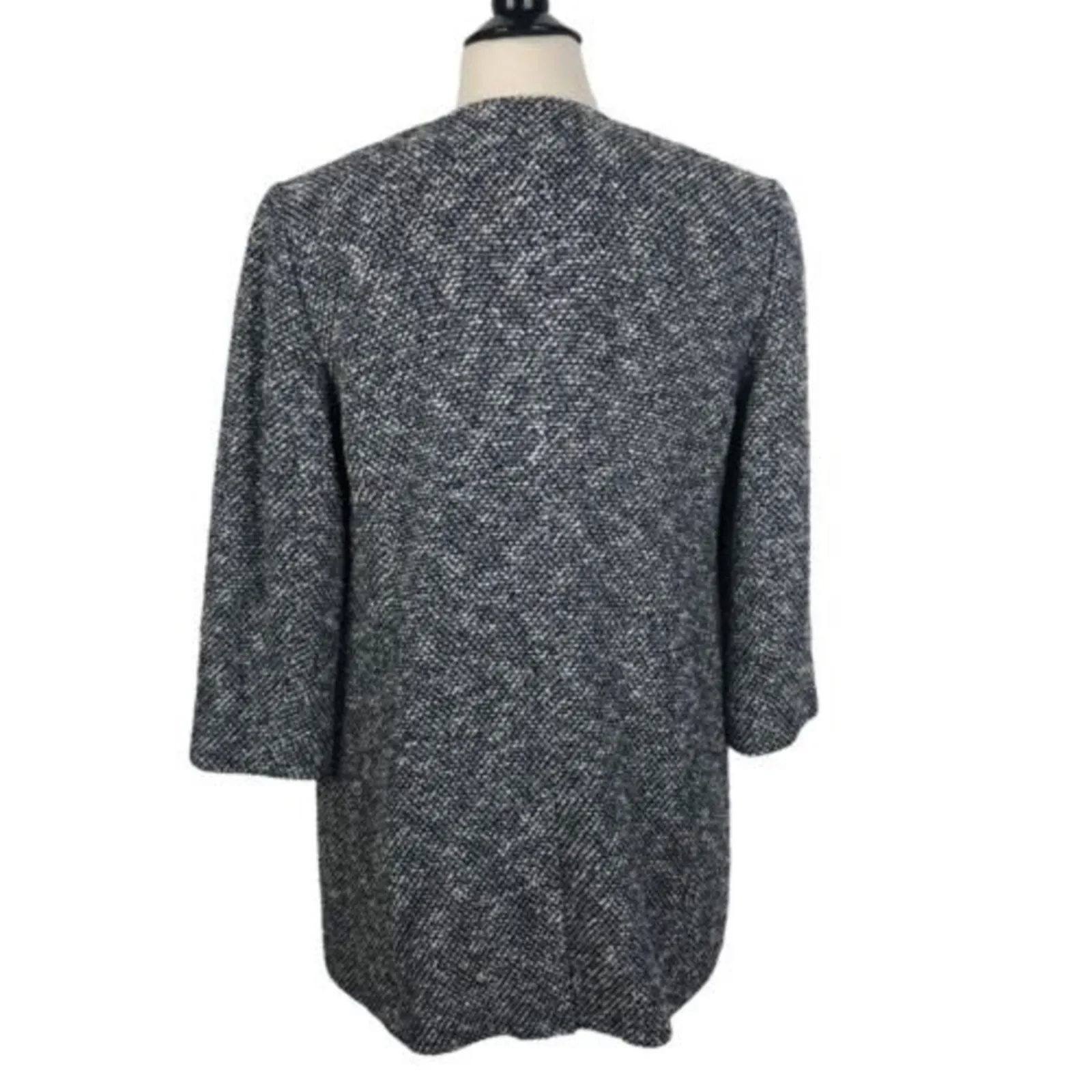 NEW Talbots Blue White Boucle Tweed Snap Button Front Coat Women's Size S - Image 5