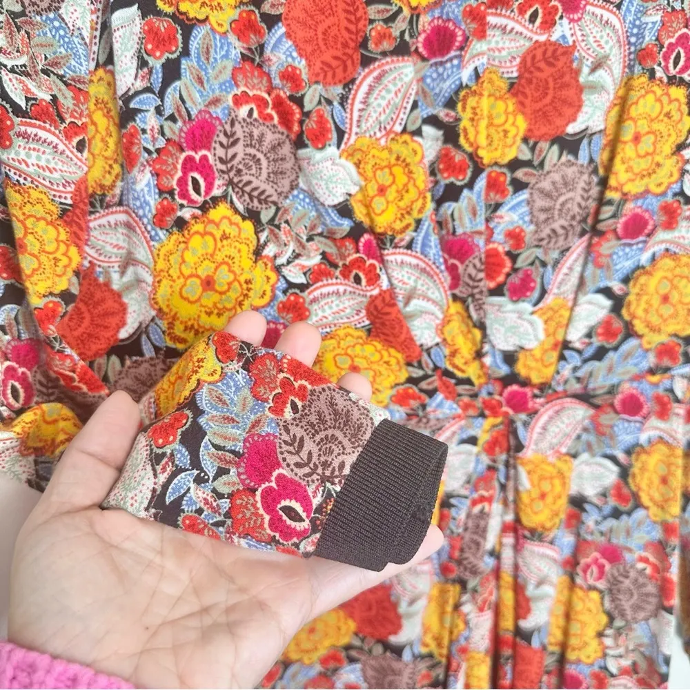 Zara Floral Long Sleeve Faux Wrap Skirt Mini Dress - Image 4