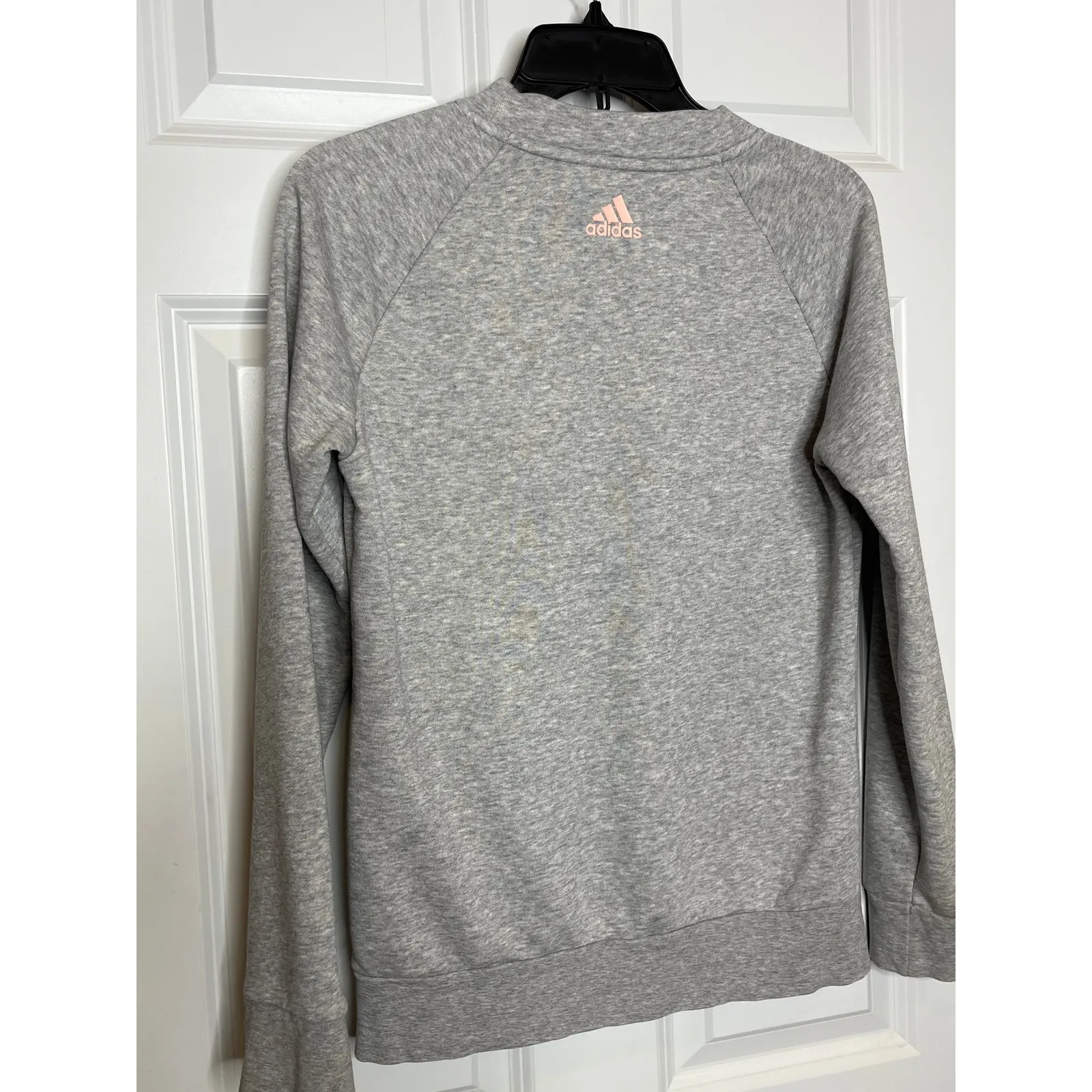 Adidas Small Gray‎ with Pink Linear Essential Crew Neck Sweatshirt - Image 4