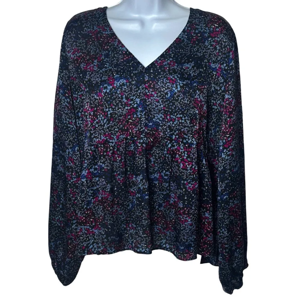 NEW Addition Elle Moody Floral Peasant Bohemian Milk Maid Blouse 1X Blue Size undefined - Image 2