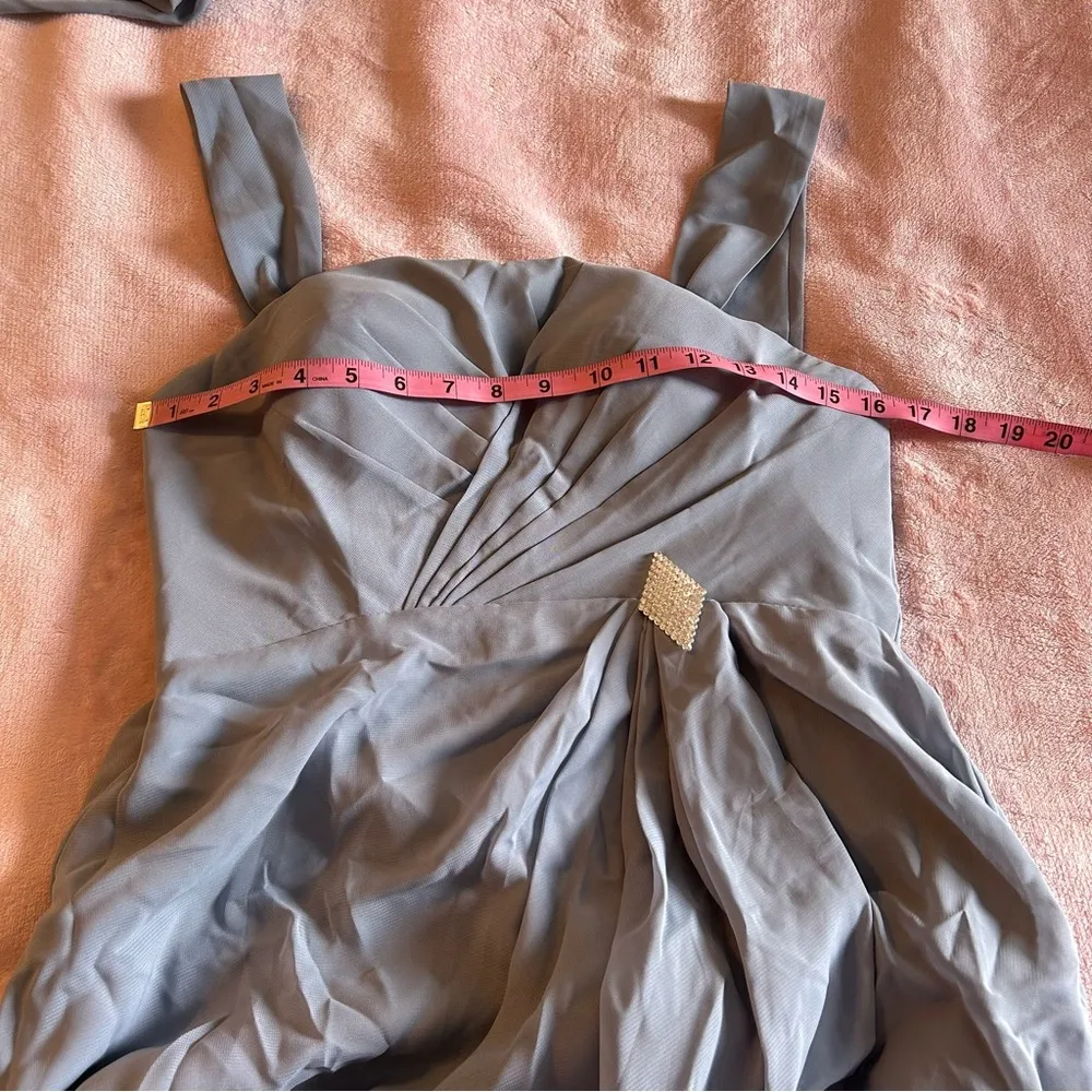 NWOT light blue sleeveless formal dress with sheer jacket rhinestone brooch 8 - Image 8