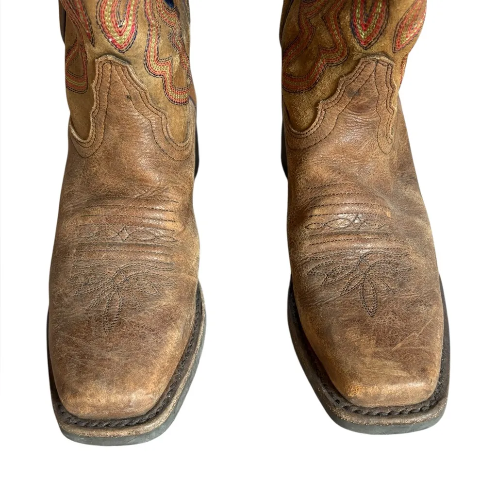 Tony Lama Aquilla 3R2202L Brown Square Toe 11" Cowboy Western Boots Womens 6.5 - Image 7