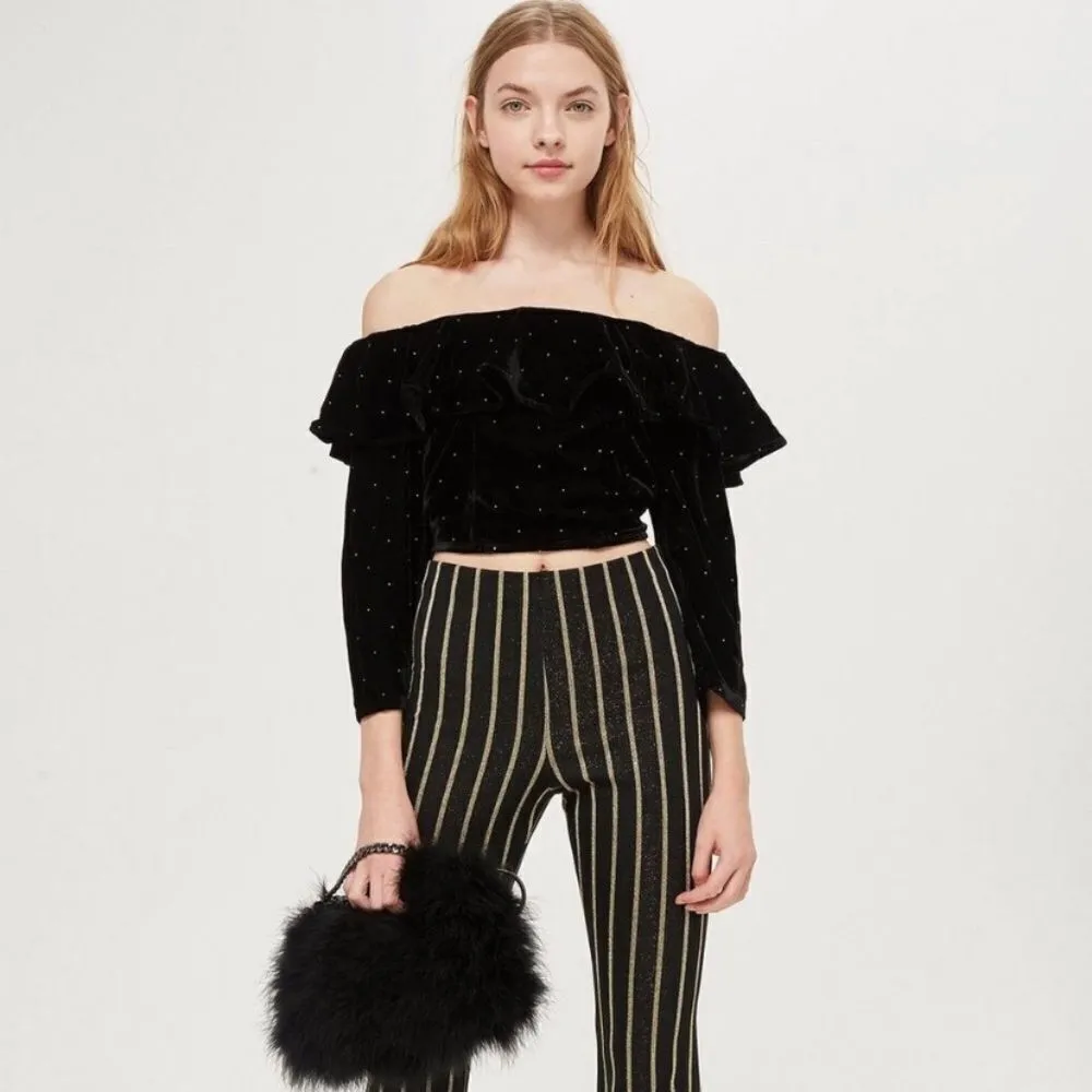 NWT Topshop Velvet Shirt Cocktail Party Event Evening‎ medium off shoulder - Image 2