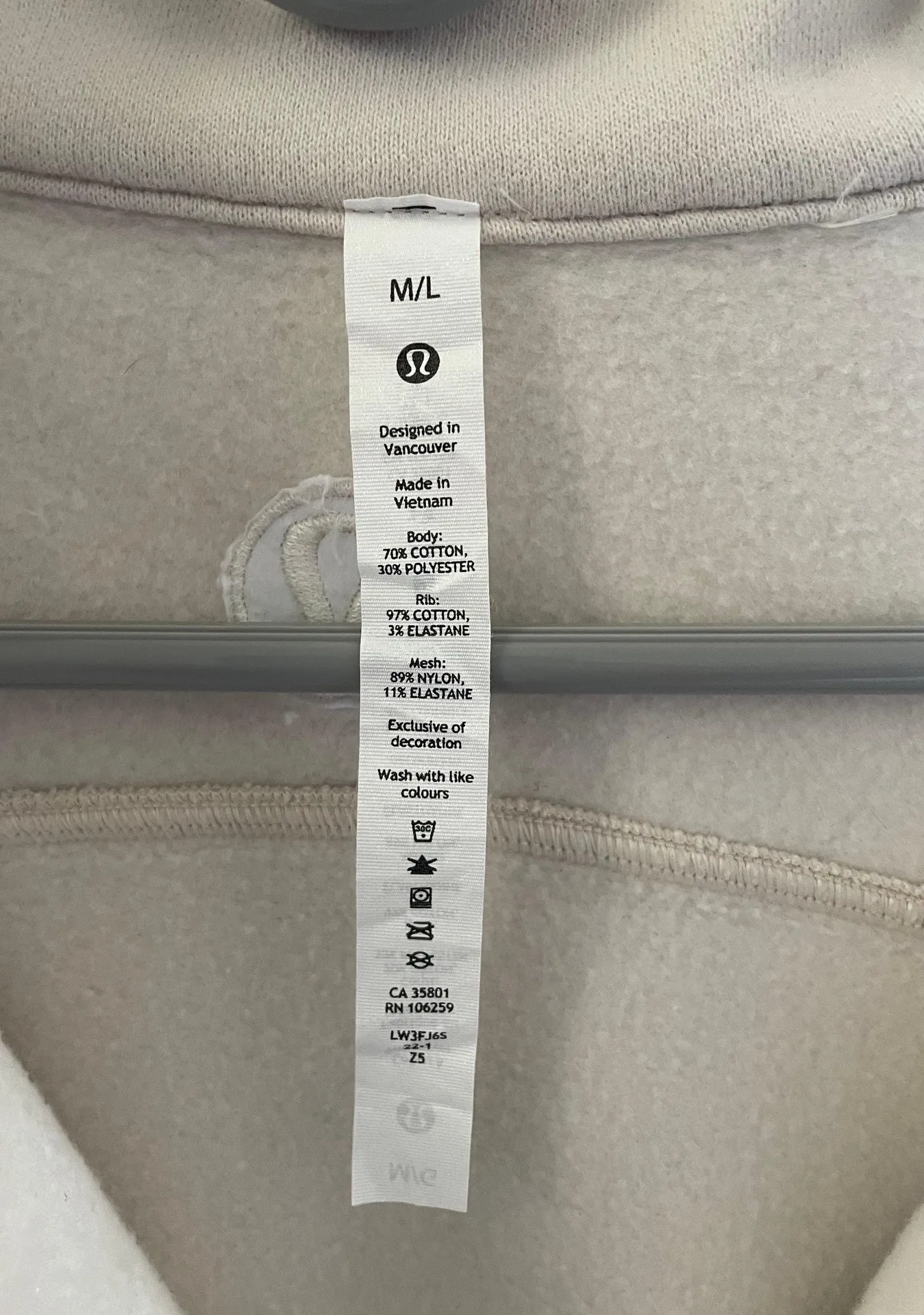Lululemon White Opal Scuba Half-Zip - Image 3