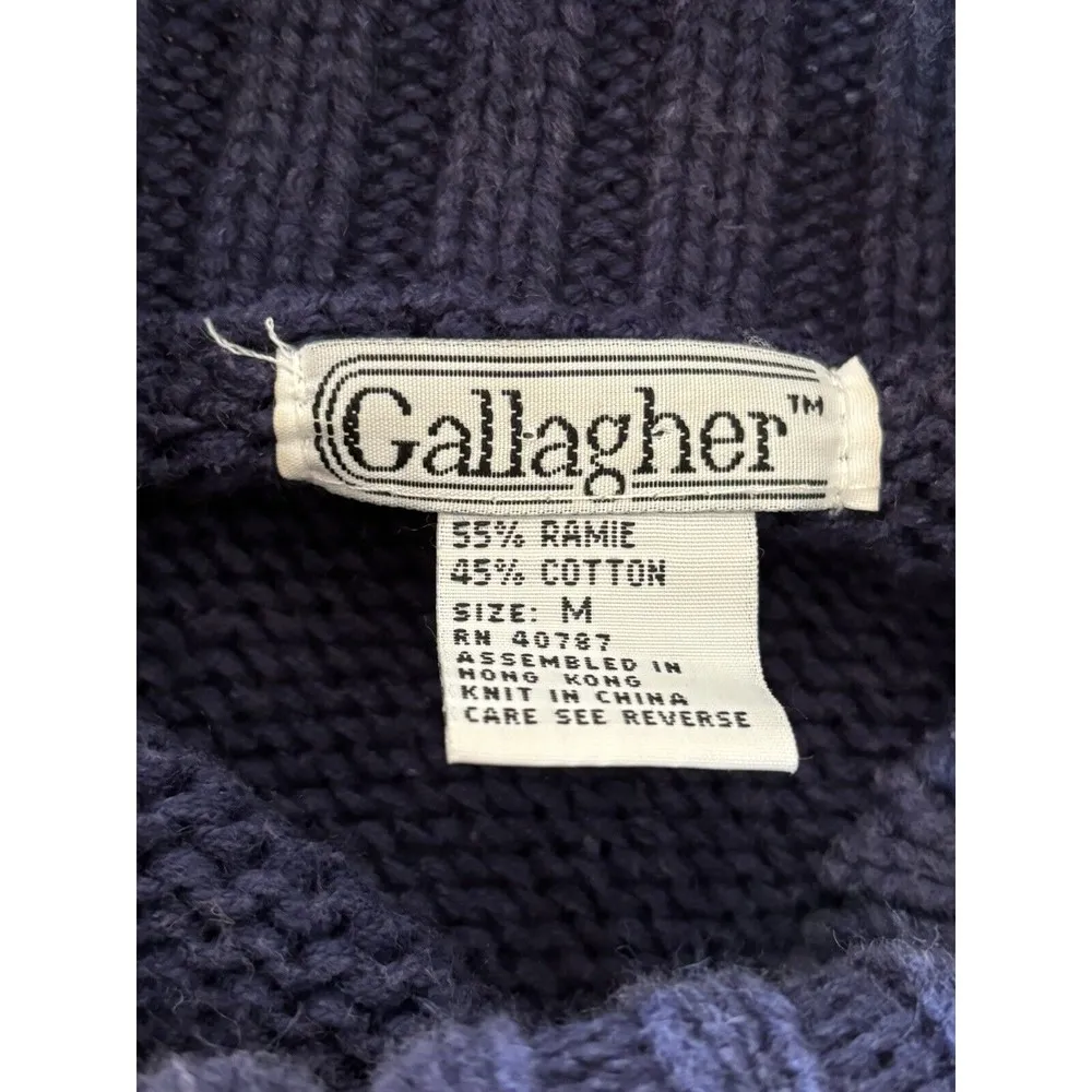 Vintage Gallagher Purple Green Red Knit Cabin Core Sweater Size Medium - Image 6