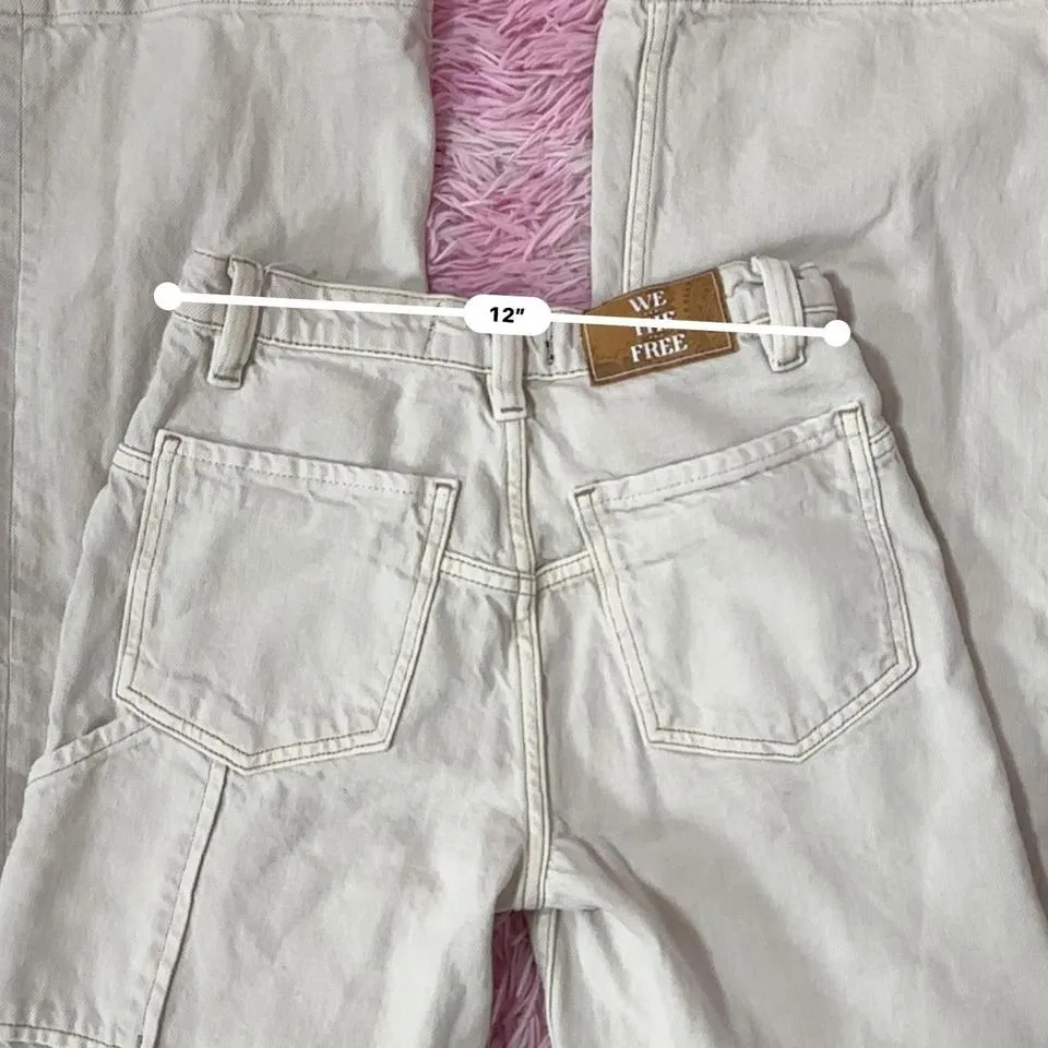 We The Free People Tinsley Baggy Cream‎ Carpenter Jeans Wide Leg Utility Pocket - Image 7