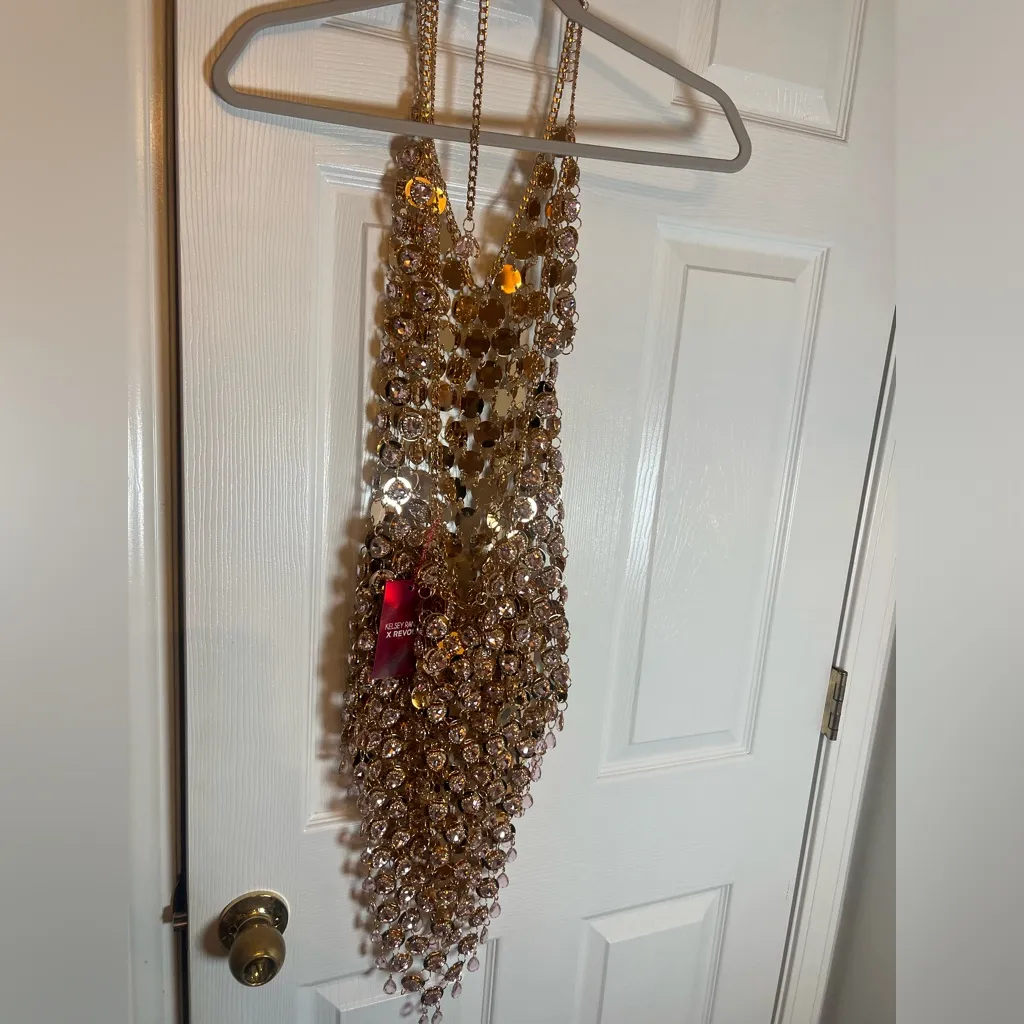 New Kelsey Randall x REVOLVE Kelsey Chainmail Dress in Pink & Gold - Image 8