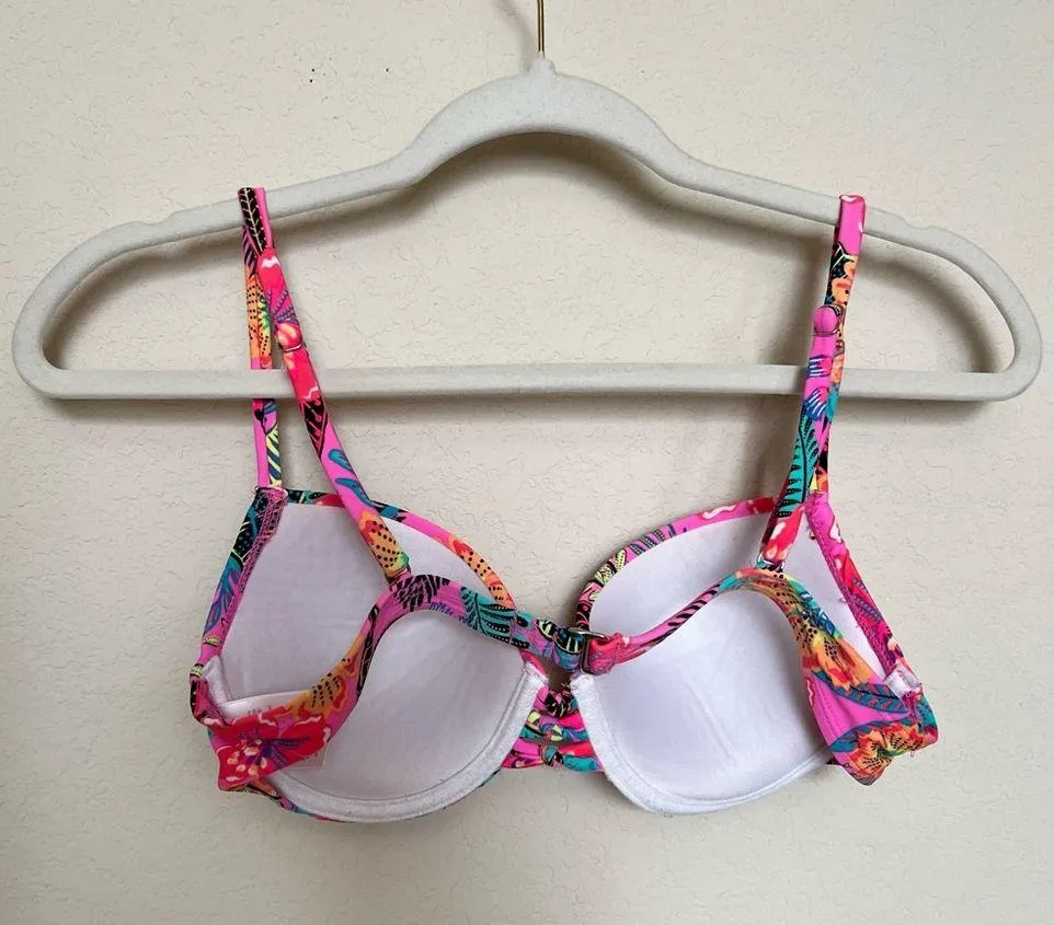 Xhilaration Neon Pink Tropical Floral Bikini Set - Image 5