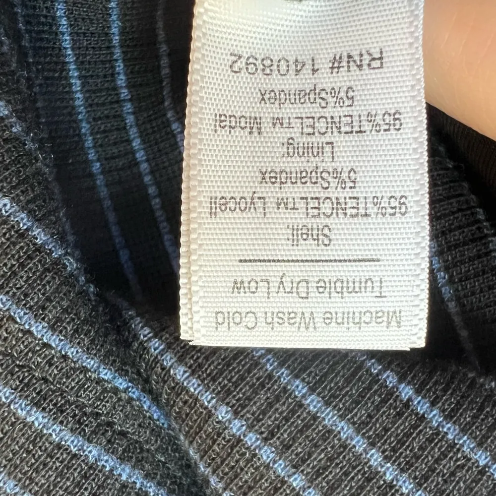 Marine Layer Lexi Rib Black Blue Striped Short Sleeve Midi T-Shirt Dress Size XL - Image 11