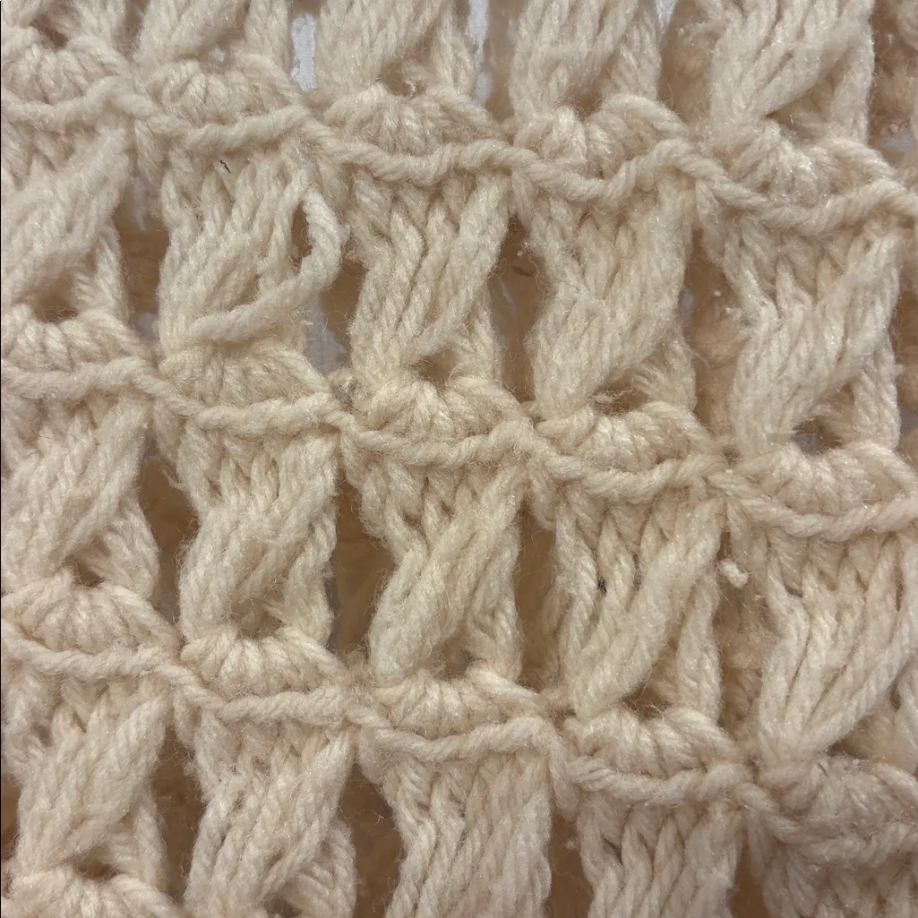 Vintage Oversized Crochet Scarf with Fringe - Image 4