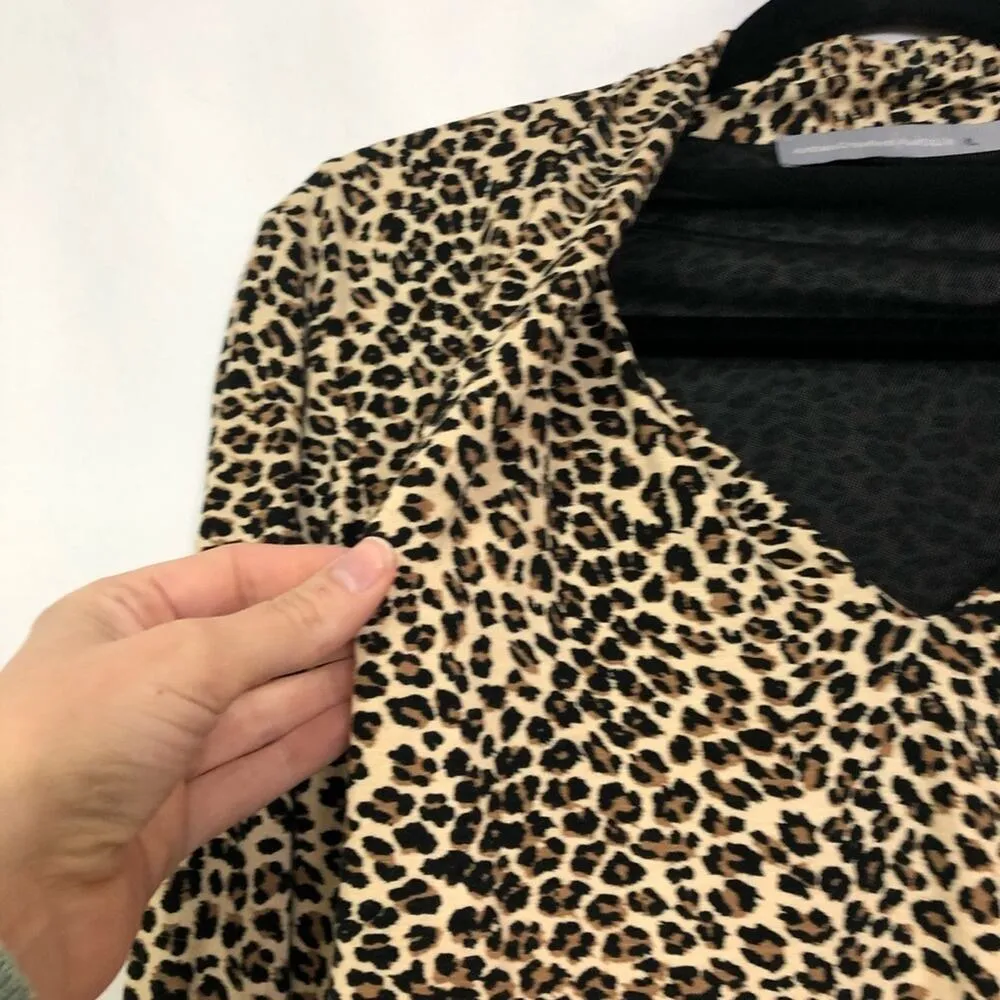 Anthea Crawford Australia Leopard Layered Top Womens XL Animal Print Blouse Tan - Image 3