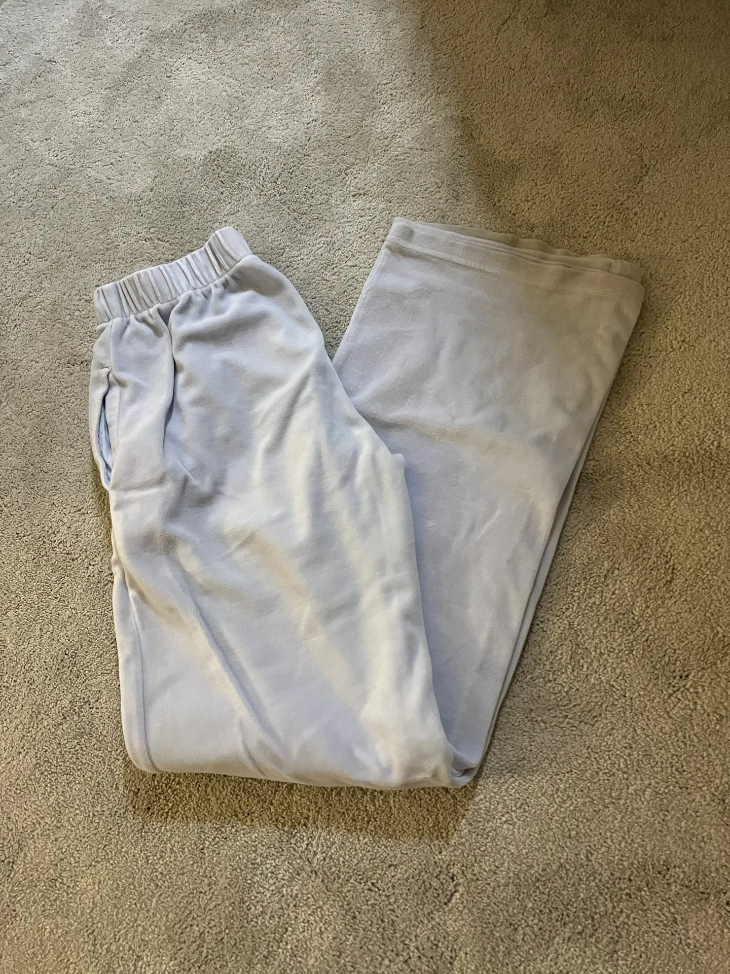 Light Blue Anastasia Velvet Sweatpants - Image 3