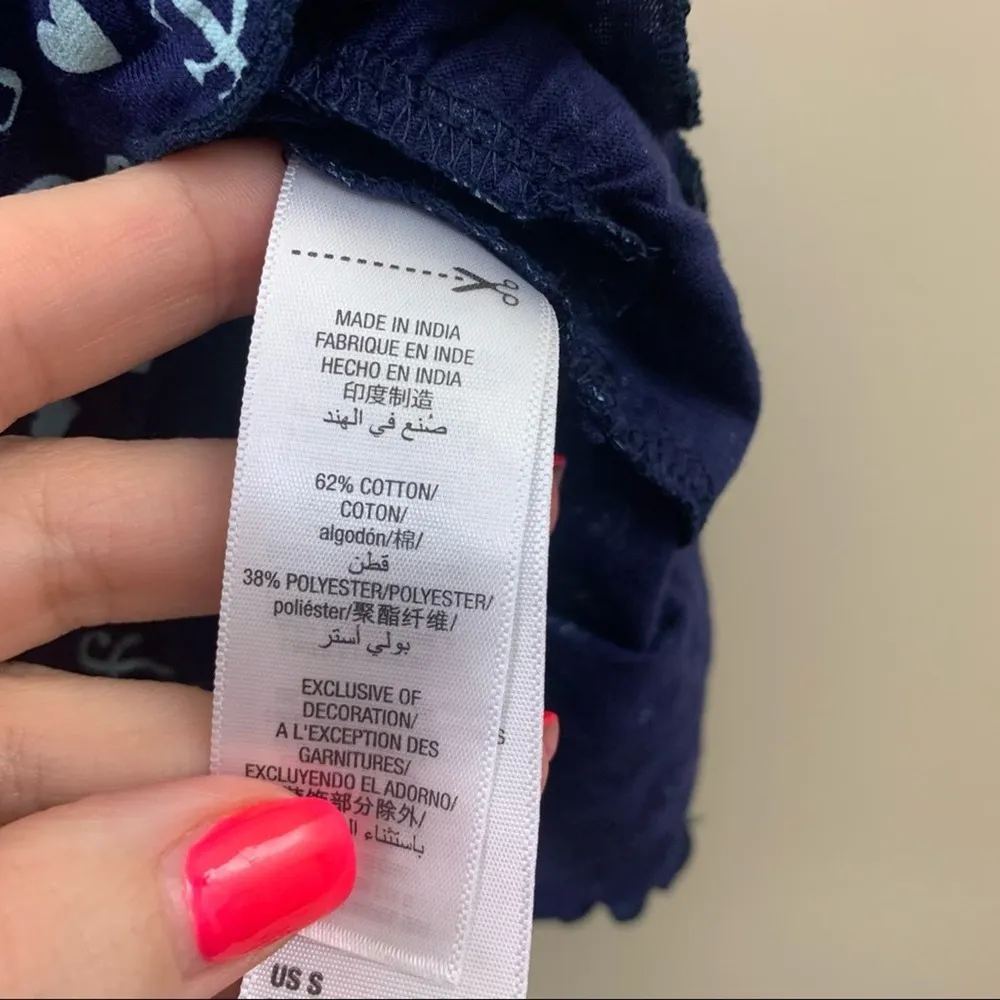 Juice Couture Black Label Sleep Crop Ruffle Hearts Cami Tank Navy/Sky Blue - Image 5