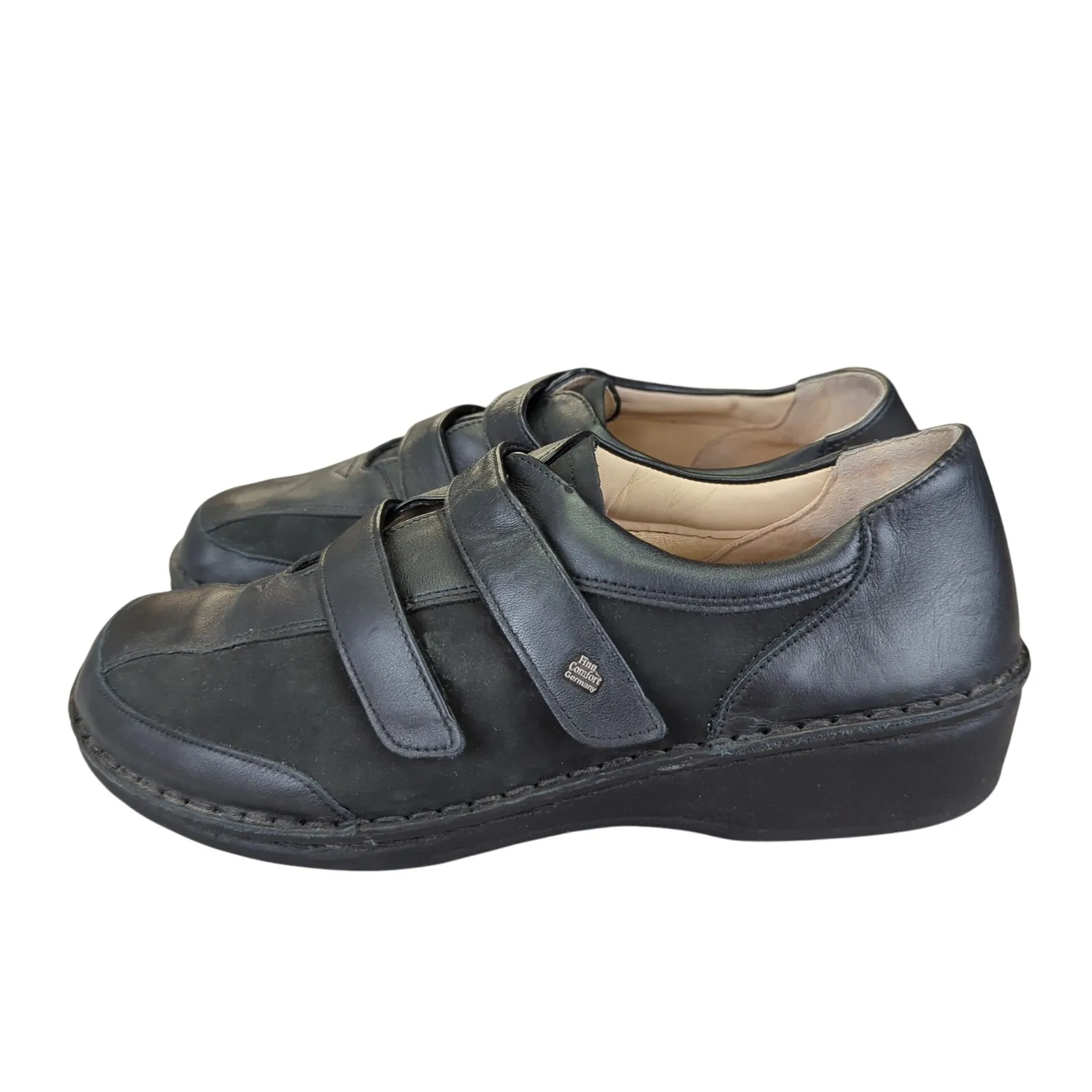 Finn Comfort Aachen Double Strap Black Leather Walking Shoes Womens 11 - Image 2