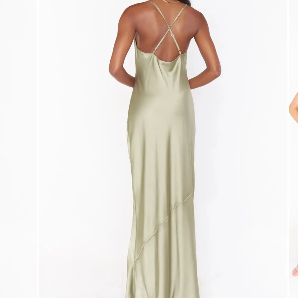 Show Me Your Mumu Tuscany Maxi Slip Dress Gown In Moss Green Luxe Satin Lg NWOT - Image 2