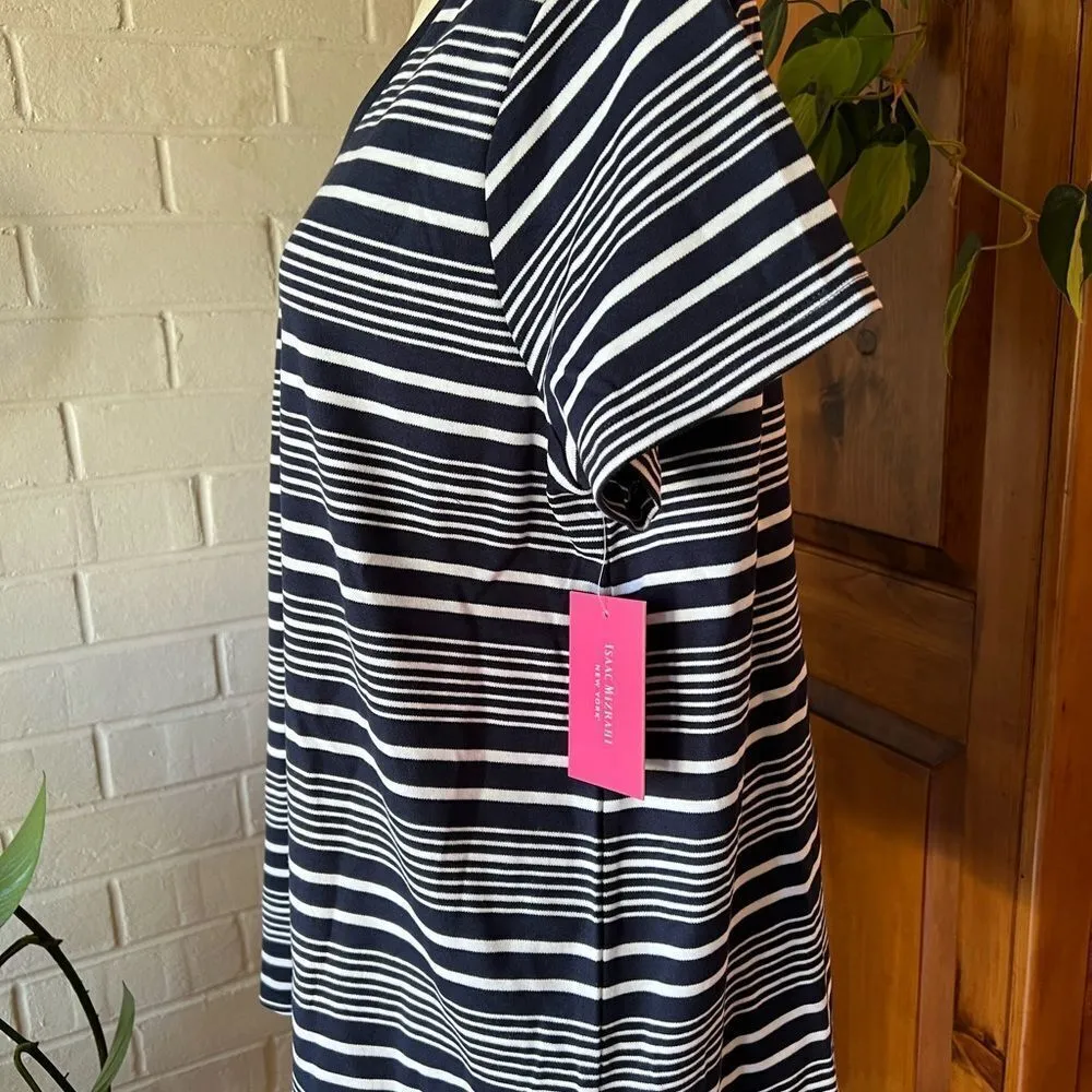 ISAAC Mizrahi New York short sleeve v-neck pullover tee black and white - Image 6