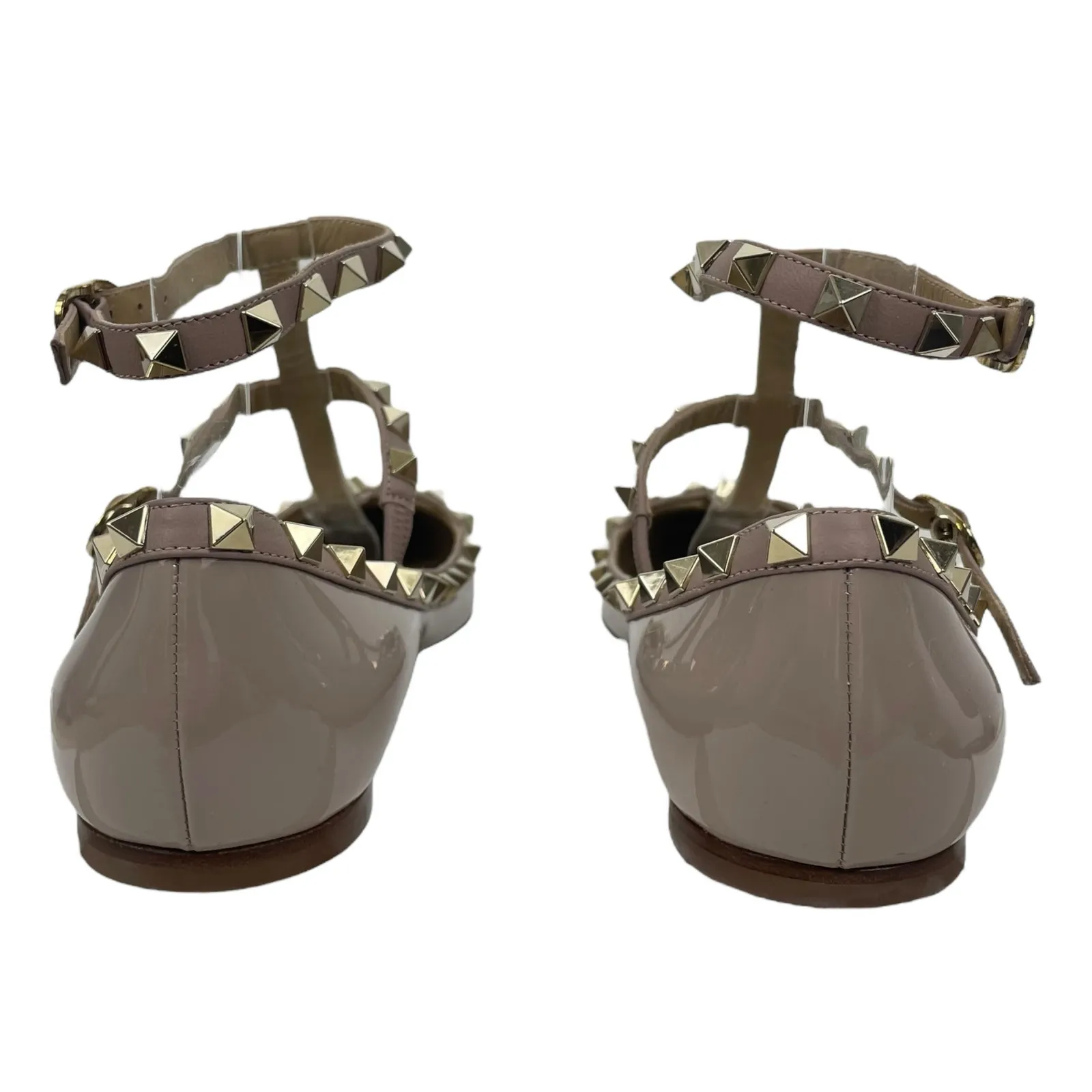 NEW Valentino Garavani Rockstud Caged Paten Leather Flats Pink Size 38.5 - Image 9