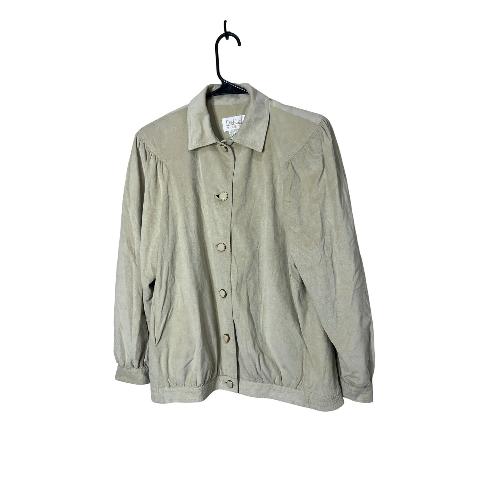Vintage Da Rue of California Beige faux Suede Button Up Jacket Women's Size 4 Tan - Image 3