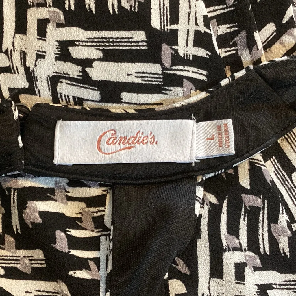 CANDIE'S HANKER-CHIEF CRISS-CROSS V NECK FIT & FLARE BLACK/WHITE DRESS SZ LG JR - Image 10