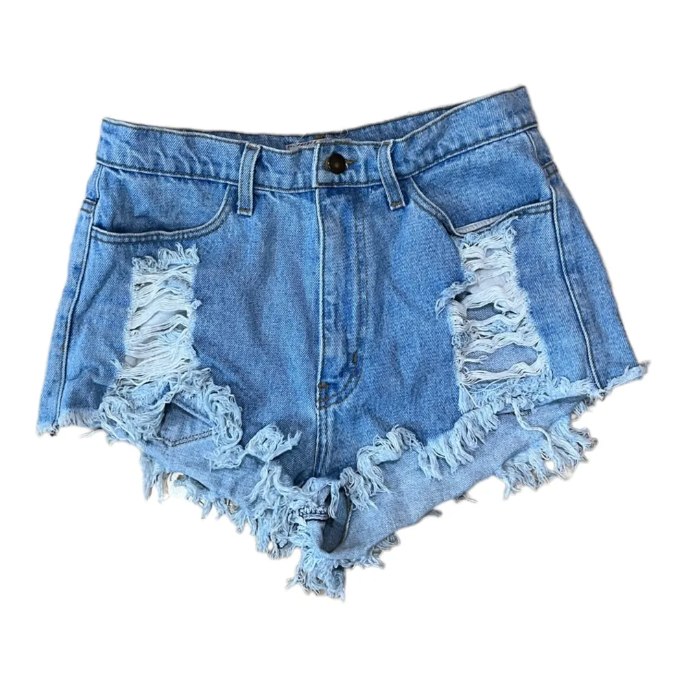 Vibrant distressed women’s Jean short shorts size large - Image 2