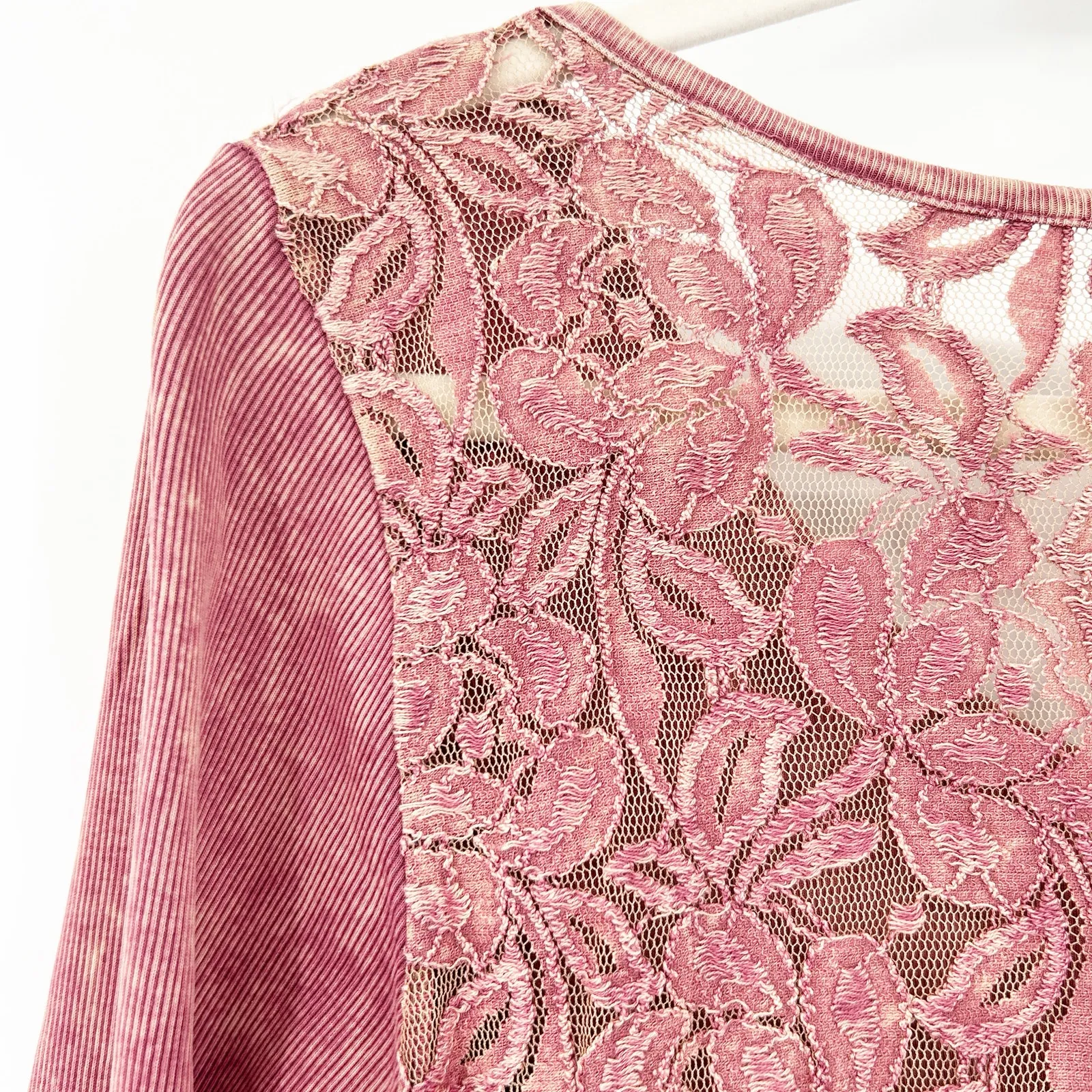 American Age‎ Womens Y2K Studded Ribbed Lace Back Long Sleeve Henley Top Size M - Image 6