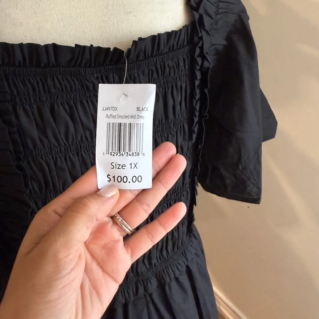 English Factory || PUFF SHORT SLEEVE SQUARE NECK MIDI DRESS - Image 4