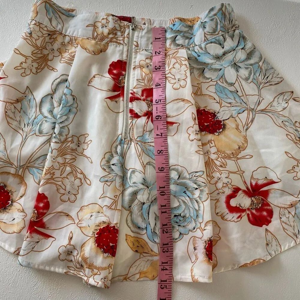 L’Atiste by Amy Floral Pleated Mini Skirt S Boho Flowy High Waist Summer Skort S - Image 4