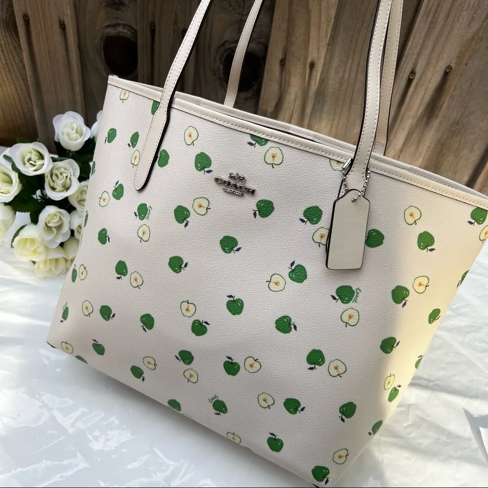 Coach City Tote With Apple Print - Image 6