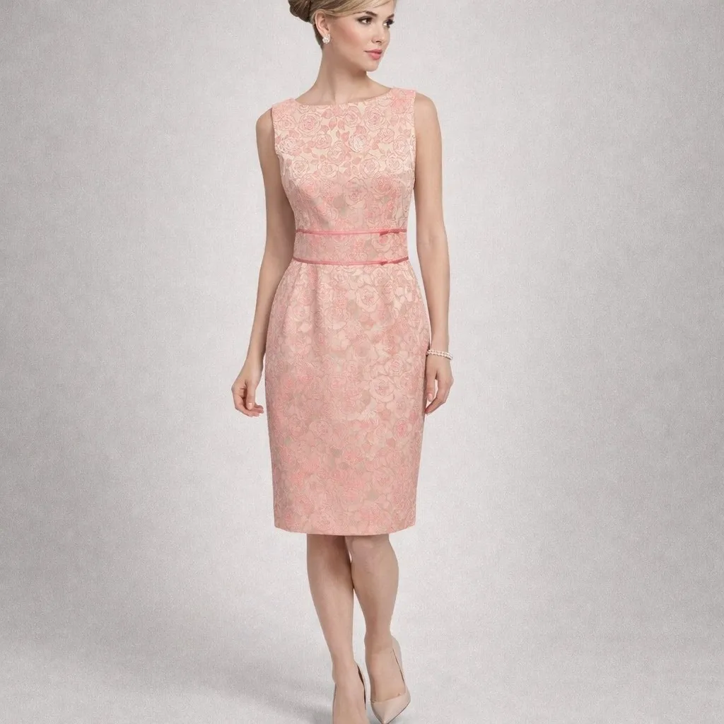 Talbots Women's Crew Neck A Line Floral Printed Pink Bow Lined Mini Dress Size 4 - Image 11