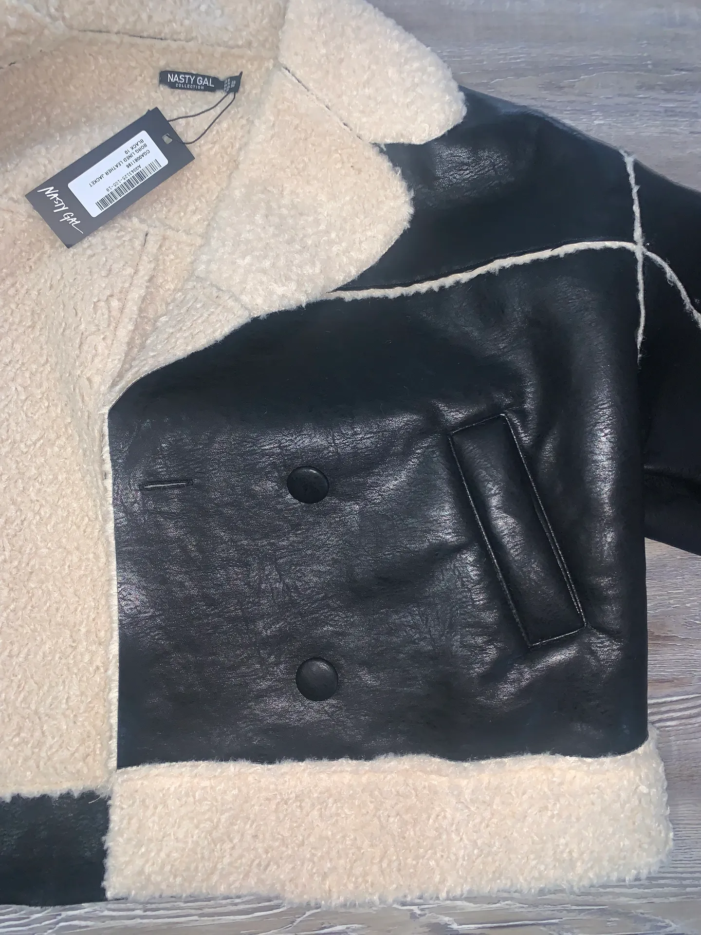 Nasty Gal Leather Fur Jacket - Image 4